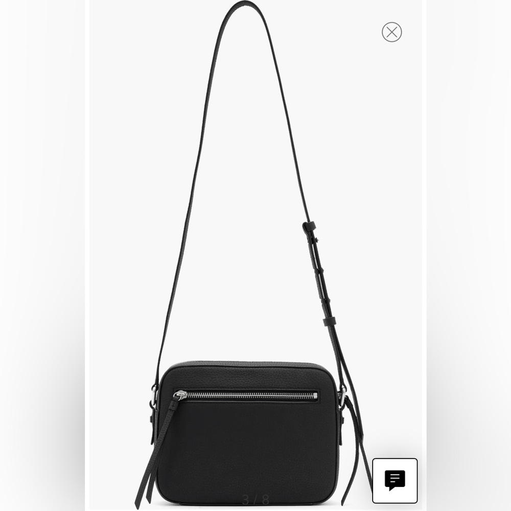 NWOT Captain Square Leather Crossbody Bag AllSaints Black